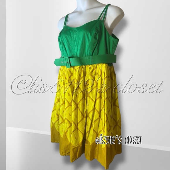 ModCloth x Collectif Jade Pineapple Pin-Up Colada Swing Dress UK 22 // US 18 2X - Picture 4 of 13